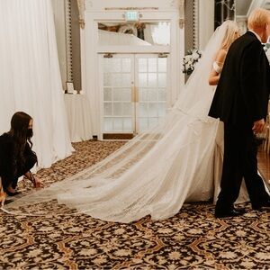 Cathedral length Pnina Tornai veil with sparkle trim